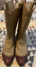 Vintage Tony Lama Women's Leather Lizard Skin Western Cowboy Boots Tan Sz 5.5 B
