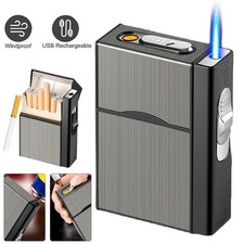 Cigarette Box Cigarette Case with Lighters USB Rechargeable Electric Lighter