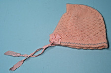 Hand knit pastel pink baby bonnet