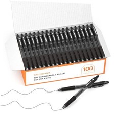 Black Gel Pens Pack Retractable Medium Point Rollerball Gel Ink Pens 100