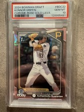 Book end 1/10 2024 Bowman Draft Konnor Griffin 1st Chrome Rose Gold Lava PSA 10