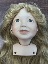 VTG Porcelain Swivel Head Doll Blonde Wig For 12 Dolls Repair Make Blue Eyes