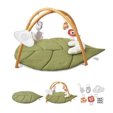 Baby Play Gym Mat Tummy Time Activity Mat with 6 Sensory Toys 42.9" x 33.5"