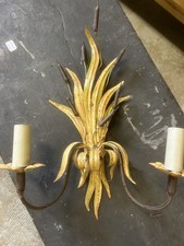 Applique Tôle Peinte Vintage Décoration Lampe Ancien Épi Blé Jonc Roseaux 30cm