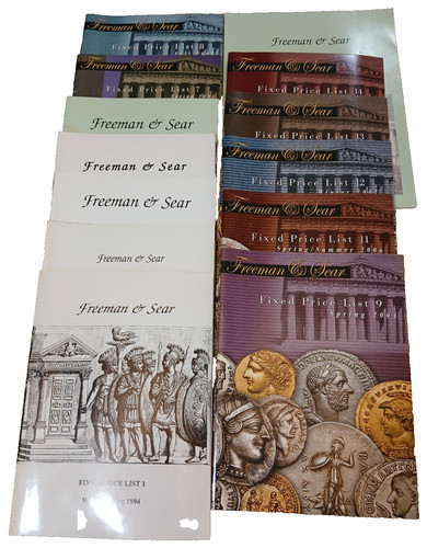 Freeman & Sear ancient coin publications (13) from 1994-2009 (FPL's & auction)