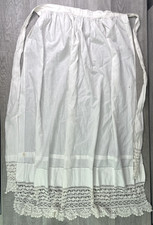 Vintage 1930's Handmade White Apron Delicate Scalloped Crochet Edge