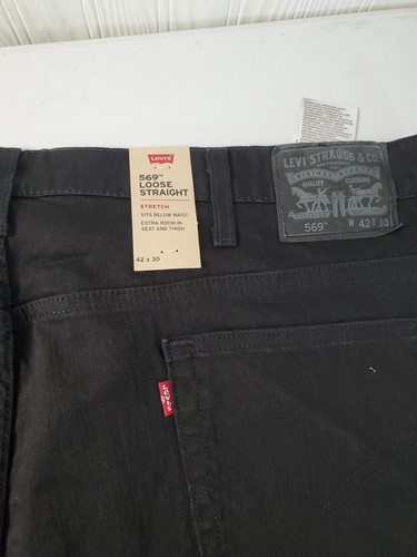 Jeans Levis uomo 42x30 nero 569 denim jeans larghi dritti nuovo con etichetta - Foto 3 di 6