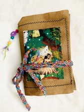 Sweet Brown Fabric Fairy Junk Journal, Handmade Forest Fairy Cottage Journal