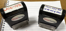 Teacher Stamp Set Self-Inking A1539 LATE-70  Please SEE ME Office Stamps