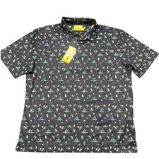 Jack Nicklaus XL Performance Golf Polo Shirt Navy Tropical Island