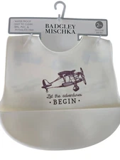 Boys Bibs -2 Pk Of  Badgley Mischka Planes Bib Set - Adorable Reusable Safe NEW