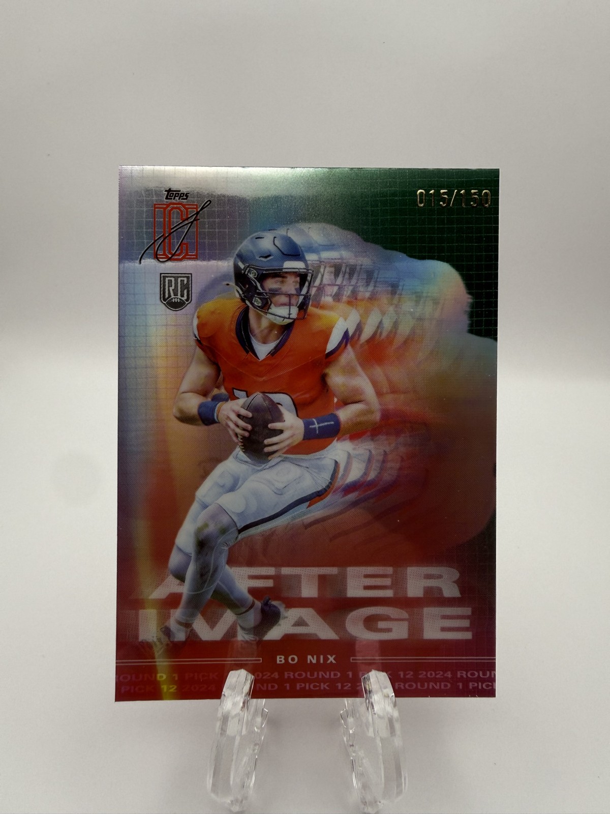 2024 Topps Signature Class - After Image Bo Nix #AI-9 Green /150 (RC)