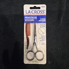 Tijeras y peine vintage LA CROSS bigote y barba peluqueros 73833 Sally Hansen