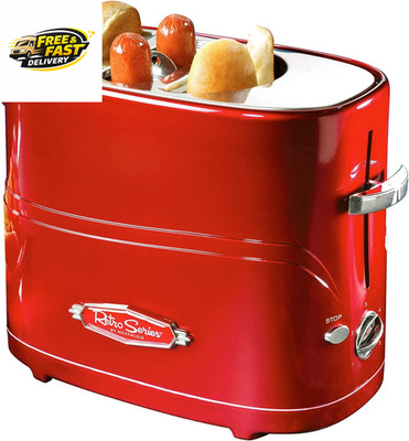 2 Slot Hot Dog and Bun Toaster with Mini Tongs, Retro Toaster, Cooker That Works