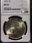 1923-P Silver Peace Dollar NGC MS63