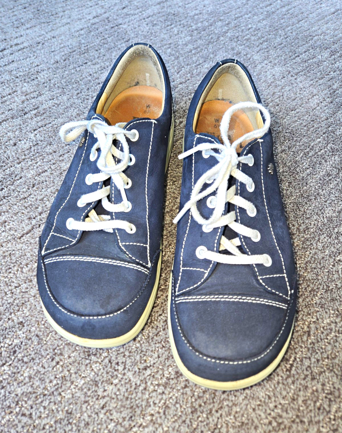 Finn Comfort Women's Blue Suede Lace-Up So ho Sneakers Size 8.5 W EU 39