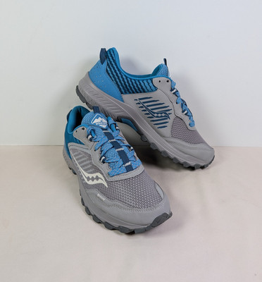 Saucony Excursion TR15 Womens 10W Trail Running Hiking Shoes Gray Blue Wide