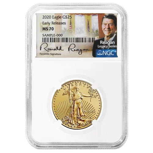 2020 $25 American Gold Eagle 1/2 oz NGC MS70 ER Reagan Legacy Series