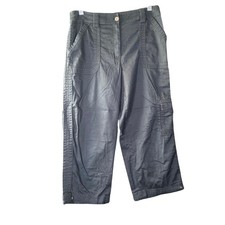 Chicos Womens Pants Black Cargo Crop Capris Techwear Utility Stretch 1 M