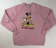 Vintage Walt Disney World Minnie Mouse Florida Pink Sweatshirt XL USA Made