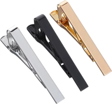 Men's Silver Tie Clips Set - 3 Pcs for Regular & Skinny Ties, Gift Ready