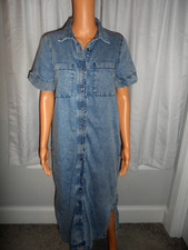 Cute Jane & Delancey size S blue denim short sleeve button down midi dress NWOT