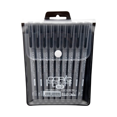 Copic Markers 9-Piece Multiliner Inking Pen Set B-2, Black (