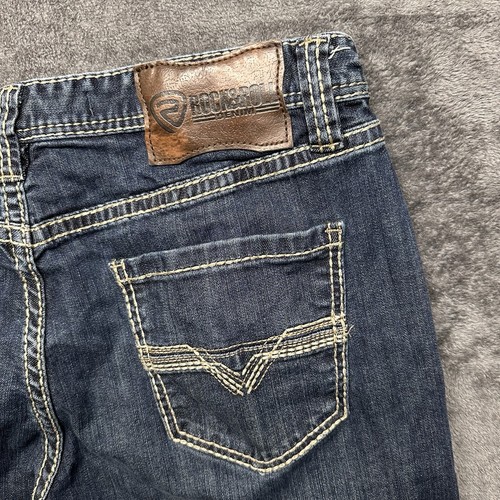 Rock & Roll Denim Jeans Mens 34x32 Blue Double Barrel Stackable Relaxed Bootcut