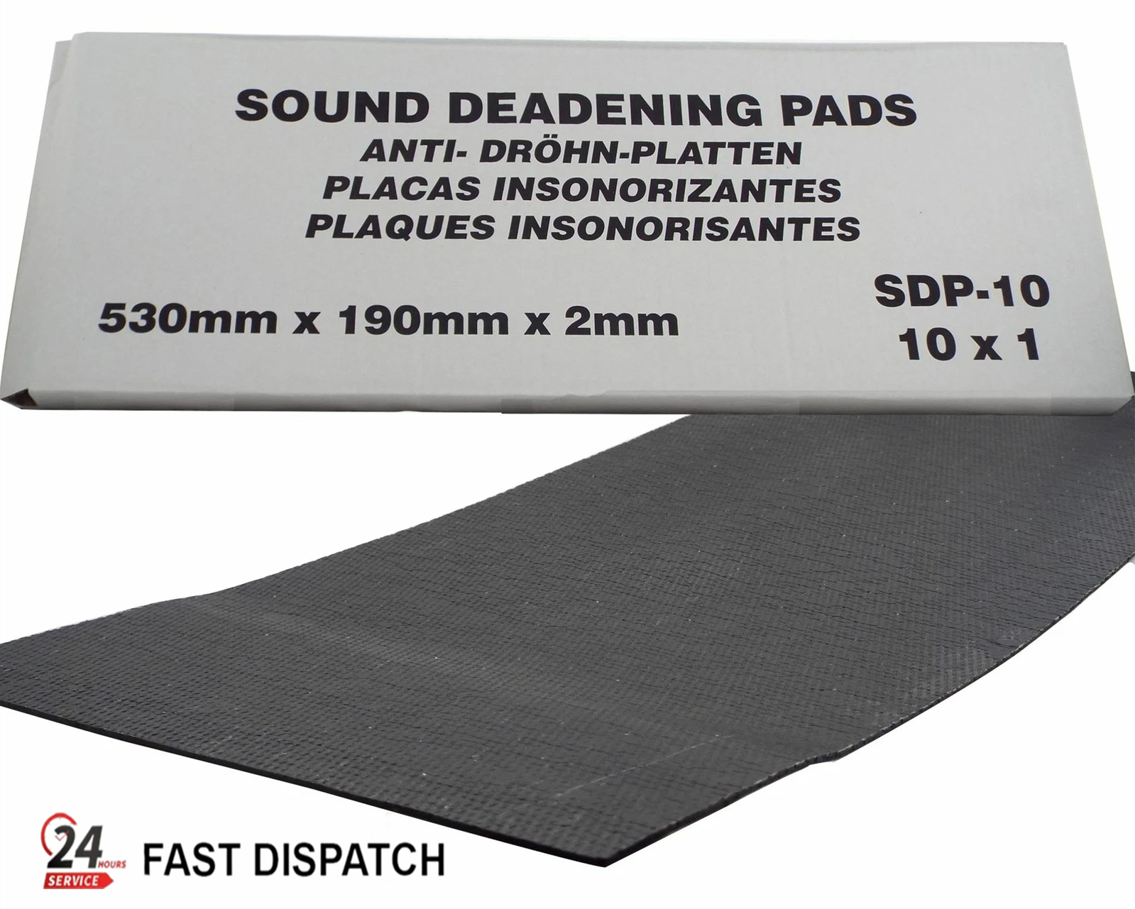 Car Sound Deadening Pads x 10 530mm x 190mm x 2mm