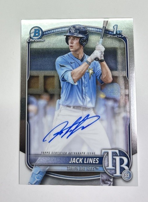 Jack Lines 2025 Bowman Chrome 1st Bowman Auto Tampa Bay Rays #CPA-JLI