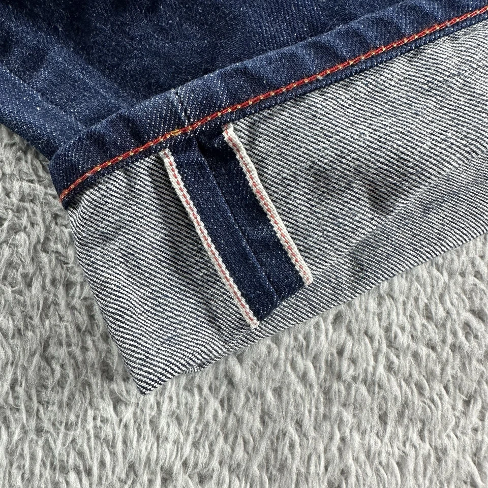 Jeans Gustin para hombre 40 ribete ajustado denim crudo lavado oscuro (se adapta a 37x33) Foto 4 de 4