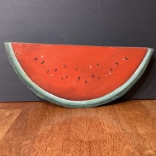 Folk Art Farmhouse Wood Painted Watermelon Slice Decor Primative