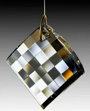 40mm Checker Board Faceted Crystal Clear Prism Suncatcher 1-9/16"