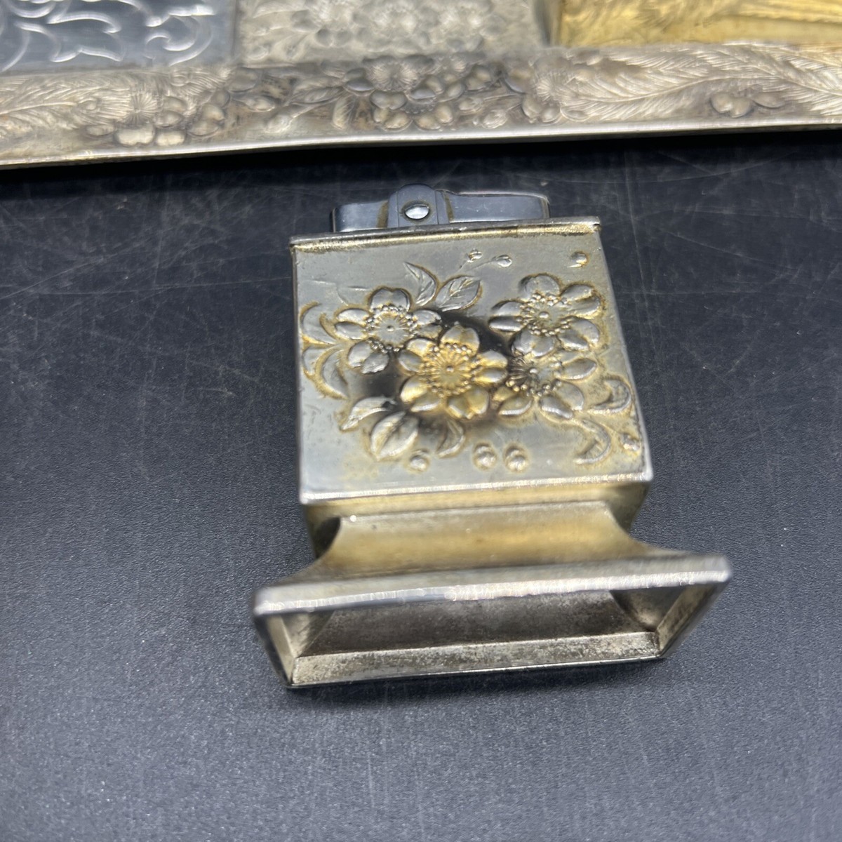 Fine Japanese Japan Silver & Gilt Metal Smokers tray w/ Box