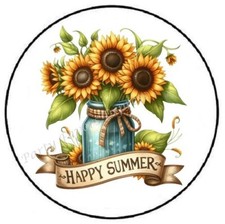 HAPPY SUMMER SUNFLOWERS ENVELOPE SEALS LABELS STICKERS PARTY FAVORS