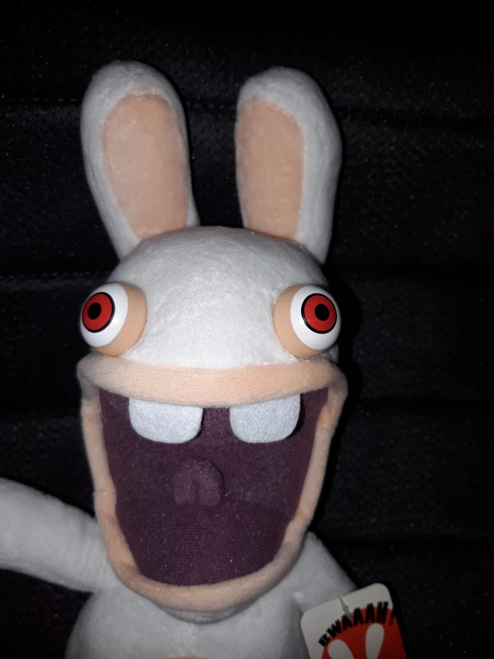 LD / Peluche Lapin Cretin Neuf Blanc Sonore Jemini Avec Etiquette Tbe 30 Cm - Photo 2/4