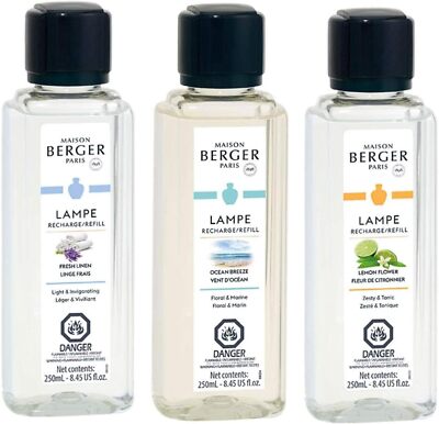 Maison Berger Paris Aroma Diffuser 3X250ml Refill Set Ocean Breeze Fresh Line...