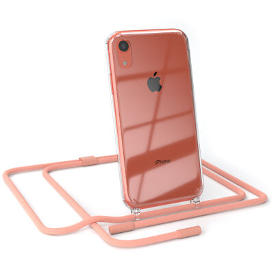 Handykette für Apple iPhone XR Hülle mit Band verstellbar Wechsel Cover Koralle