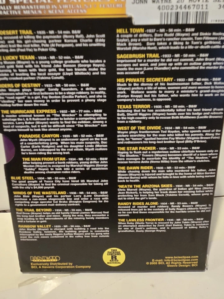 John Wayne Legend Of A Cowboy 20 Movies 5 Double Sided DVD Box Set Like New Foto 3 de 4