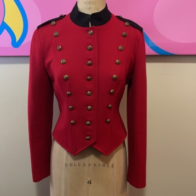 Rugby Ralph Lauren Red Black Trim Wool Military Jacket | eBay
