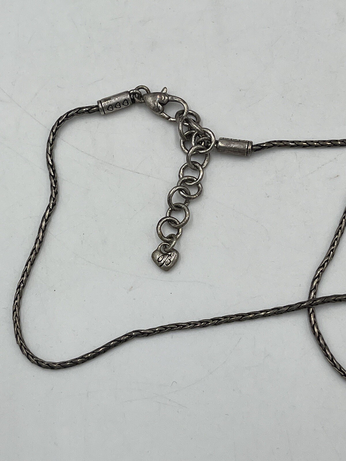 BRIGHTON Lanyard Silvertone Floating Crystal Heart Badge Clip ID Holder Necklace eBay