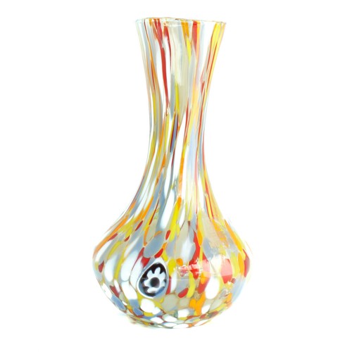 Murano Glass Vase Yellow Red Multi Coloured Handmade Millefiori 19cm High - Picture 7 of 9