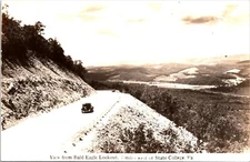 RPPC State College Bald Eagle Lookout Antique Car Pennsylvania Postcard B30
