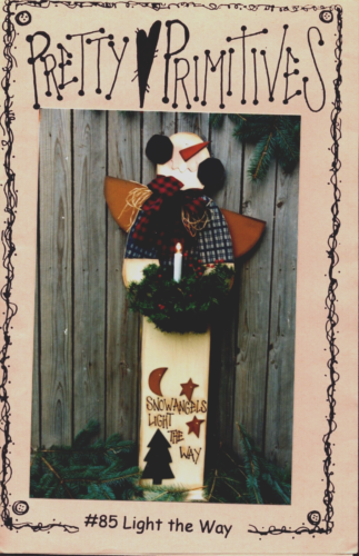 Snow Angel Wreath Holder with Candle Primitive Wood Pattern "Light the Way" #85 - Picture 1 of 3