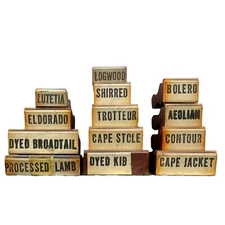 Vintage Rubber Stamp Furrier Business Fur Labels Lot of 13 Office Ink Stamps