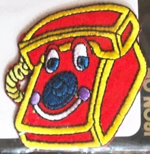 1 Cartoon Telephone Iron-On Colorful Applique Dill Buttons of America Patches