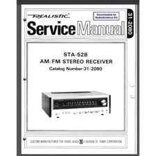 Realistic STA-52B Stereo Receiver Service Manual comb bound gloss covers