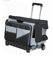 Universal Rolling Cart with Canvas Organizer Bag, Mobile Storage, Black