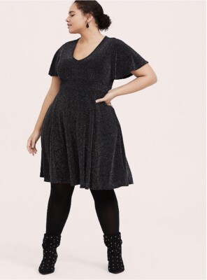 plus size glitter skater dress 2024 Pink Panache Glitter Tiered Skater Dress 2XL / Fuchsia main image 0