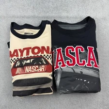 Lot of 2 NASCAR Graphic Crewneck Sweaters Embroidered Men’s Large